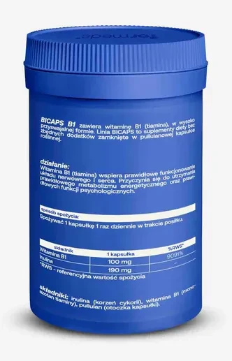 Formeds BICAPS B1 (Tiamina) 60 kapsułek Vege wspiera układ nerwowy, serce