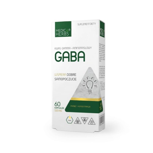 Medica Herbs GABA, kwas gamma-aminomasłowy, 60 kapsułek