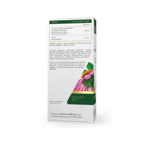 Medica Herbs Echinacea skład 1% kwasu cykoriowego DER 5:1