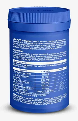 Formeds BICAPS collagen max - Kolagen (Peptydy kolagenowe) kompleks 5 składników, 60 kapsułek Wspiera stawy i mięśnie