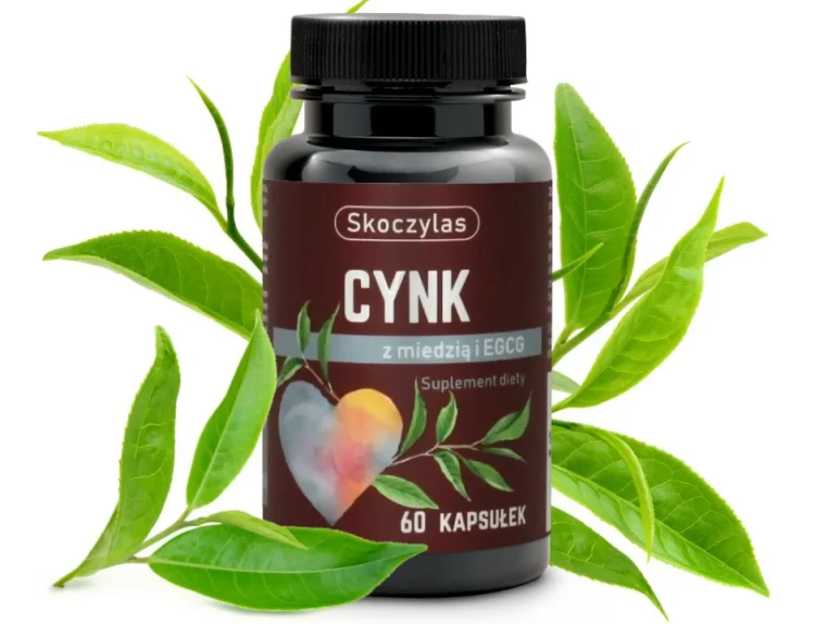 Skoczylas CYNK miedź i ekstrakt z zielonej herbaty (EGCG) wspiera odporność, skórę, włosy i paznokcie