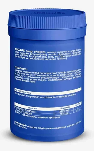 Formeds BICAPS mag chelate (Magnez diglicynian) 60 kapsułek Vege wspiera układ nerwowy