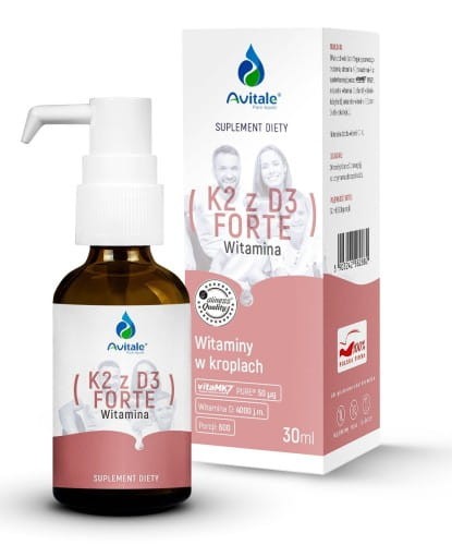 Avitale Witamina K2 MK-7 z D3 FORTE 4000 IU w kroplach, 30 ml