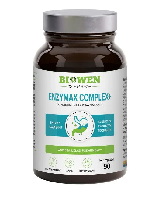 Biowen EnzyMax Complex+ (Enzymy trawienne) 90 kapsułek Vege wspieranie i usprawnianie procesu trawienia