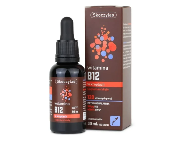 Witamina B12 w kroplach Skoczylas – metylokobalamina, butelka z pipetą 30 ml