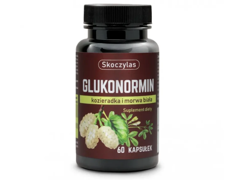 Glukonormin Skoczylas - suplement diety 60 kapsułek z kozieradką, morwą białą i cynamonowcem wspierający poziom glukozy