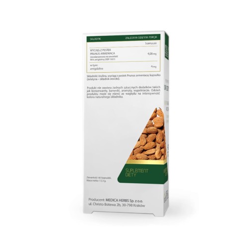 Tabela składu na opakowaniu Medica Herbs Amigdalina, standaryzacja 98%
