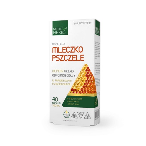 Medica Herbs Mleczko Pszczele 300 mg, 40 kapsułek, suplement diety wspierający odporność