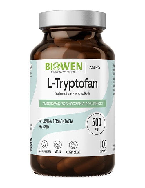 Biowen L-Tryptofan - 100 kapsułek Vege Wspiera spokojny, relaksujący sen i dobry nastrój