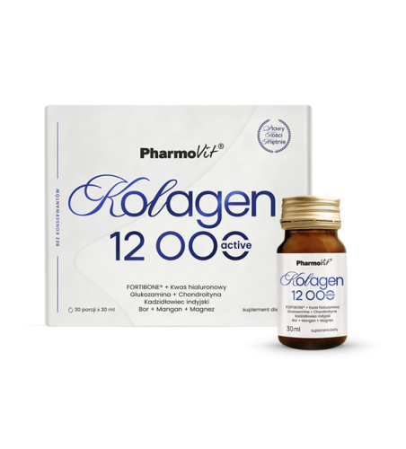 PharmoVit Kolagen 12 000 Active - w płynie 30 butelek x 30 ml Wsparcie układu ruchu
