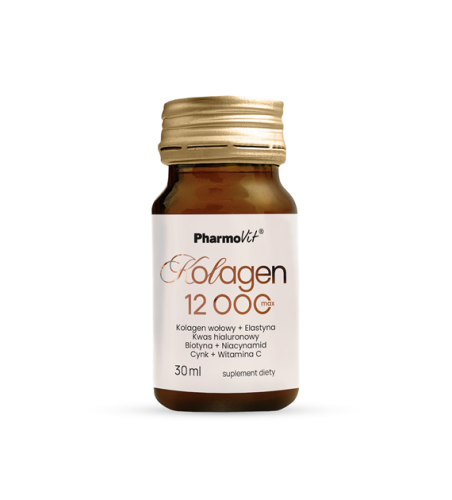 PharmoVit Kolagen 12 000 max - w płynie 30 butelek x 30 ml Kompleksowe wsparcie urody oraz narządów ruchu