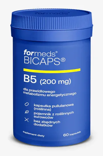 Formeds BICAPS B5 - Kwas pantotenowy 60 kapsułek Vege Wspiera metabolizm energetyczny