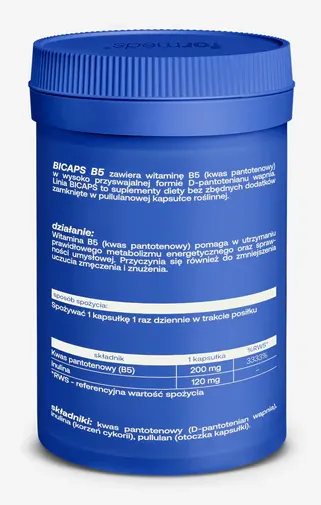 Formeds BICAPS B5 - Kwas pantotenowy 60 kapsułek Vege Wspiera metabolizm energetyczny