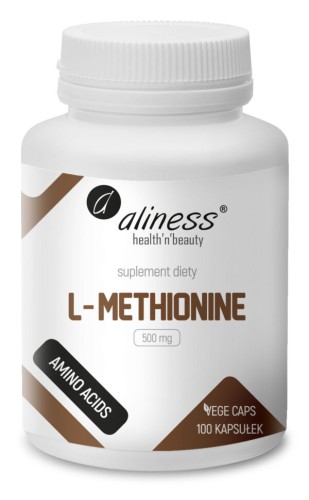 Opakowanie Aliness L-Methionine 500 mg, 100 kapsułek vege z L-metioniną