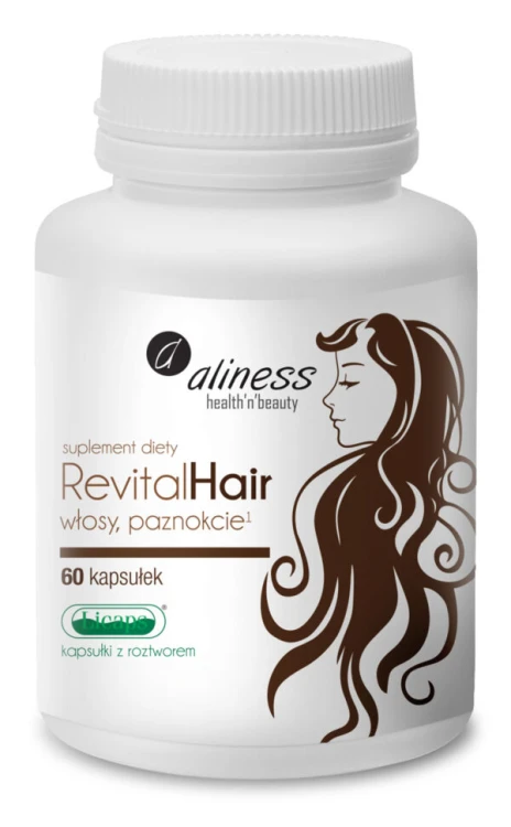 Aliness RevitalHair - 60 Kapsułek LICAPS® z roztworem Kompleksowe wsparcie zdrowia włosów, skóry i paznokci