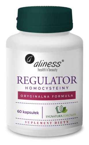 Opakowanie suplementu diety Aliness Regulator Homocysteiny, 60 kapsułek vege, seria SygnaturaZdrowia