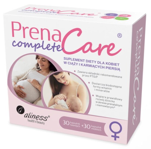 Aliness PrenaCare® Complete dla kobiet w ciąży i karmiących  30 kapsułek vege + 30 kapsułek softgels Wspiera prawidłowy rozwój twojego dziecka