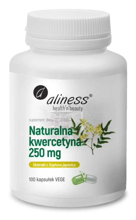 Aliness Naturalna kwercetyna 250 mg - 100 kapsułek VEGE wspiera odporność, łagodzi alergie