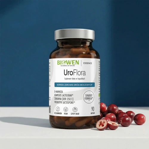 Biowen UroFlora (D-mannoza, Żurawina, Pokrzywa) 90 kapsułek Vege Wspiera zdrowie dróg moczowych