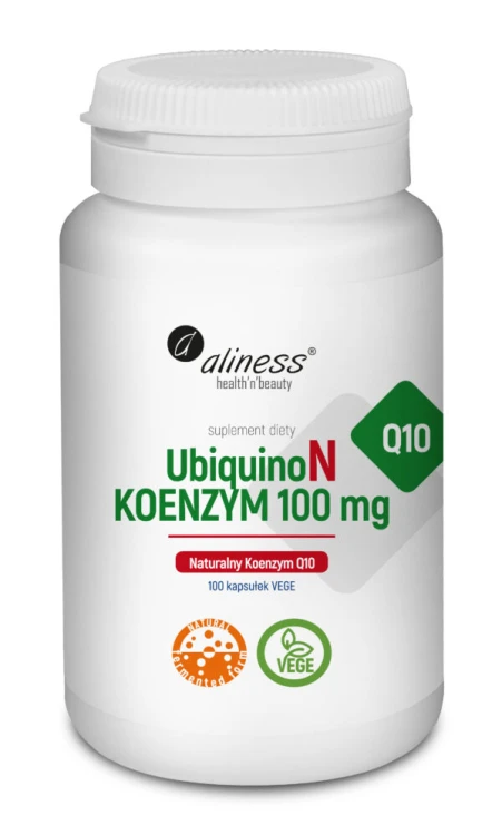 Aliness UbiquinoN Naturalny KOENZYM Q10 100mg - 100 kapsułek VEGE  wspiera serce i układ krążenia