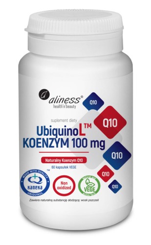 Aliness UbiquinoL KANEKA Naturalny KOENZYM 100mg - 60 kapsułek VEGE wspiera serce i układ krążenia