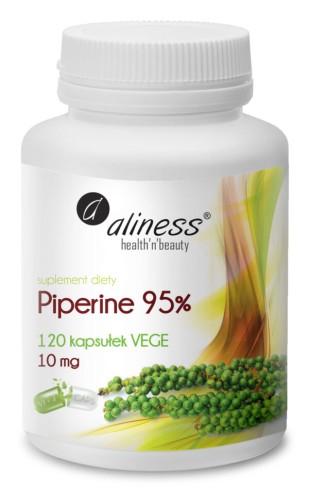 Aliness Piperine 95% 10 mg - Piperyna 120 kapsułek VEGE wspiera układ pokarmowy, wspomaga odchudzanie