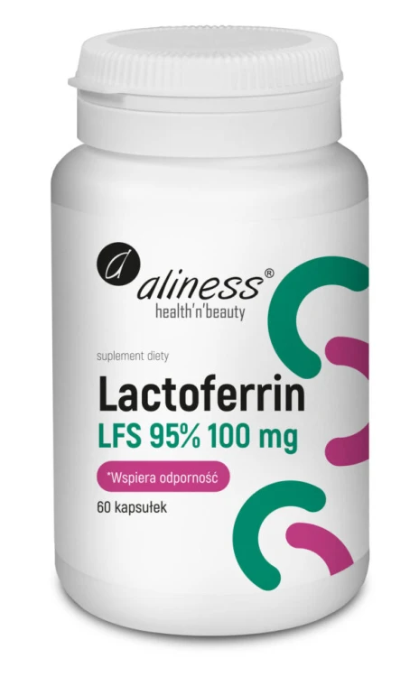 Aliness Lactoferrin LFS 95% 100 mg – białe opakowanie 60 kapsułek