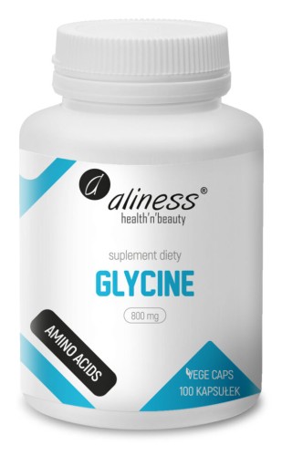 Aliness GLYCINE 800 mg - Glicyna 100 kapsułek VEGE wspiera układ nerwowy, poprawia pamięć i koncentrację