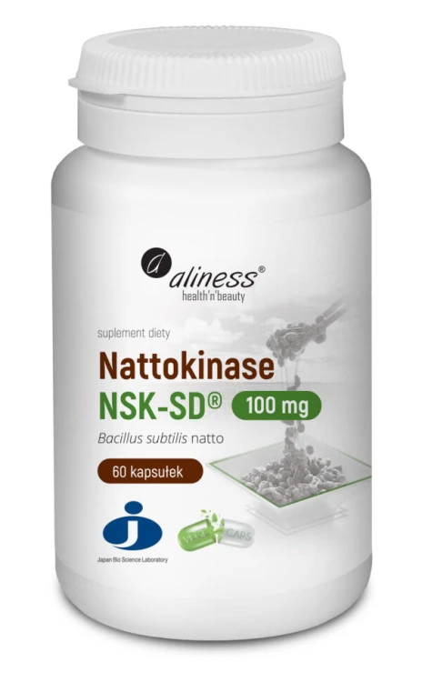 Aliness Nattokinase NSK-SD® 100 mg (Nattokinaza) 60 kapsułek Vege Wspiera odporność, reguluje ciśnienie krwi