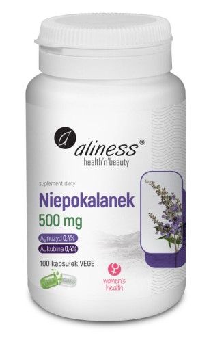 Aliness Niepokalanek 500 mg – ekstrakt Vitex agnus-castus, 100 kapsułek VEGE białe opakowanie