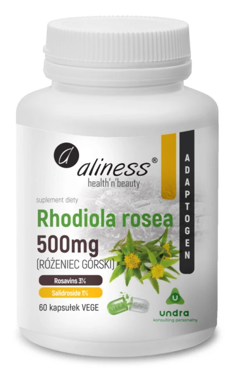 Aliness Rhodiola rosea (różeniec górski) 500mg - 60 kapsułek Vege wspiera kondycję i sprawność fizyczną