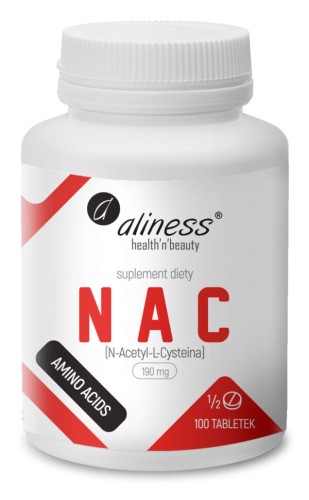 Aliness NAC N-Acetyl-L-Cysteine 190 mg (1/2 tab) 100 tabletek wspiera wydolność i wytrzymałość organizmu