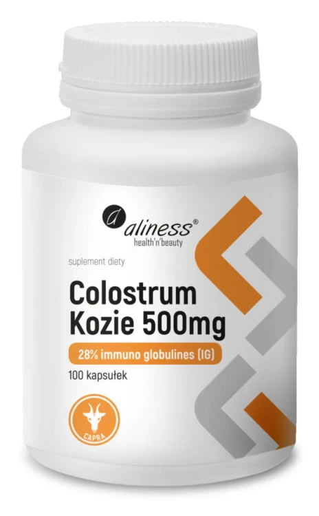 Aliness Colostrum Kozie 500 mg, 28% immunoglobulin, kolostrum opakowanie 100 kapsułek