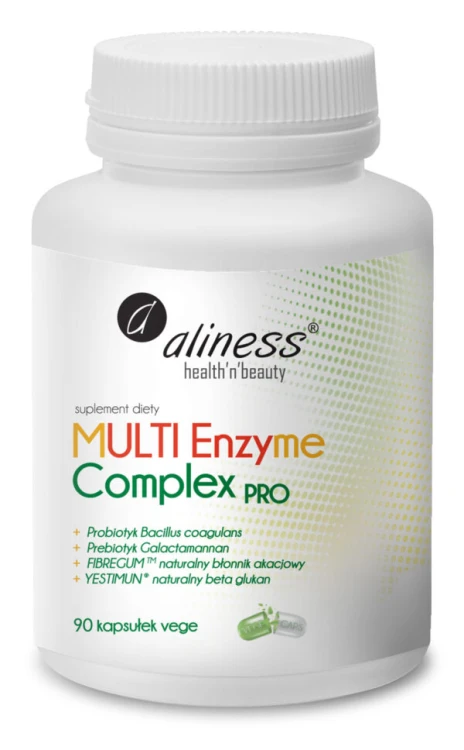 Aliness MULTI Enzyme Complex PRO (Probiotyk-Prebiotyk) 90 kapsułek Vege wspiera trawienie
