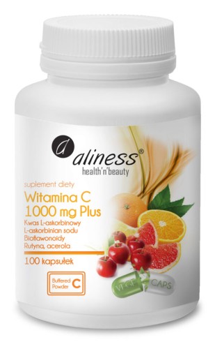 Aliness Witamina C 1000 mg PLUS (Bioflawonoidy, rutyna, acerola) 100 kapsułek Vege wspiera odporność