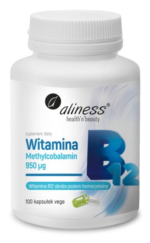 Aliness Witamina B12 Methylcobalamin 950µg - 100 kapsułek VEGE wspiera produkcję czerwonych krwinek