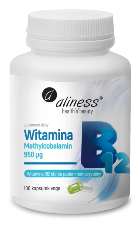 Aliness Witamina B12 Methylcobalamin 950µg - 100 kapsułek VEGE wspiera produkcję czerwonych krwinek