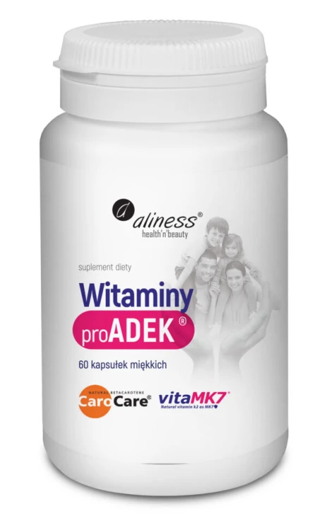 Aliness Witaminy ProADEK®  60 kapsułek miękkich z olejem wspiera wzrok, odporność, kości
