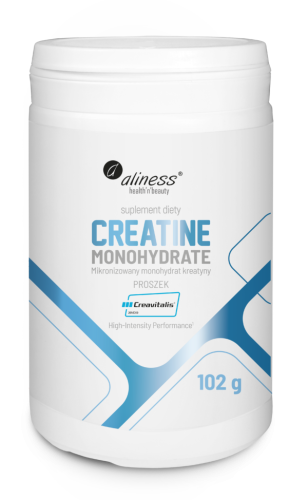 Aliness Creatine monohydrate (Kreatyna Creavitalis®) 102 g, proszek 30 porcji Poprawa wydolności fizycznej