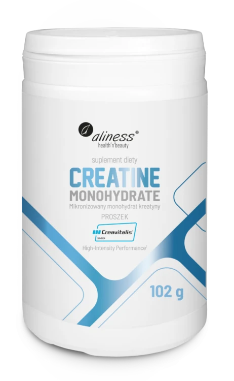 Aliness Creatine monohydrate (Kreatyna Creavitalis®) 102 g, proszek 30 porcji Poprawa wydolności fizycznej