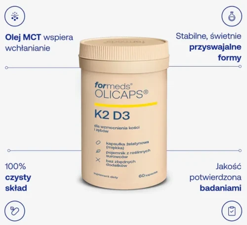 Formeds OLICAPS K2 D3 2000 - 60 kapsułek z olejem MCT Wspiera kości
