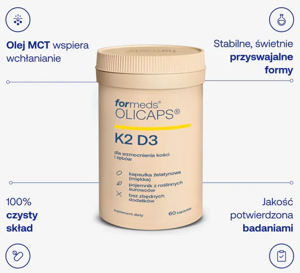 Formeds OLICAPS K2 D3 2000 - 60 kapsułek z olejem MCT Wspiera kości