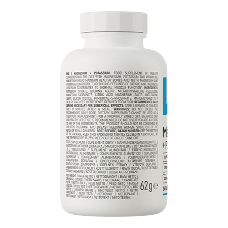 OstroVit Magnez + Potas + B6 - 60 tabletek Wspiera właściwe funkcjonowanie mięśni
