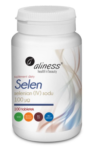 Aliness Selen 100 µg selenian (IV) sodu na tarczycę i odporność - wegańskie tabletki