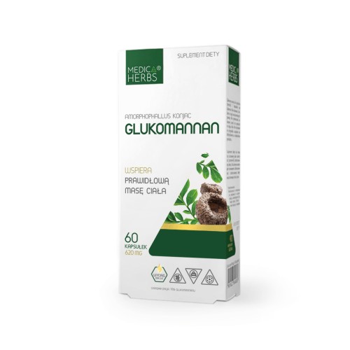 Medica Herbs Glukomannan (Amorphophallus konjac) 60 kapsułek Wspomaga utrzymanie prawidłowej masy ciała