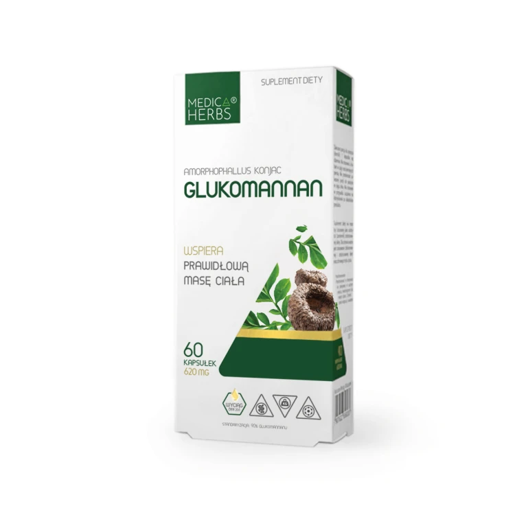 Medica Herbs Glukomannan (Amorphophallus konjac) 60 kapsułek Wspomaga utrzymanie prawidłowej masy ciała