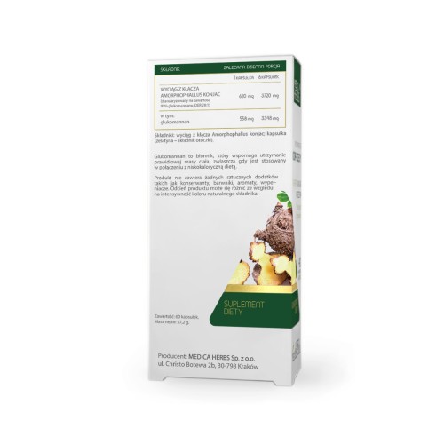 Medica Herbs Glukomannan (Amorphophallus konjac) 60 kapsułek Wspomaga utrzymanie prawidłowej masy ciała