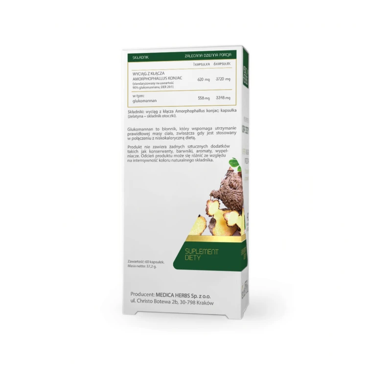 Medica Herbs Glukomannan (Amorphophallus konjac) 60 kapsułek Wspomaga utrzymanie prawidłowej masy ciała