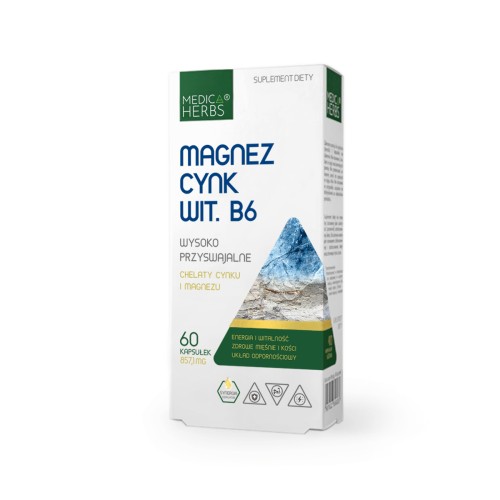 Medica Herbs Magnez + Cynk + Witamina B6, 60 kapsułek