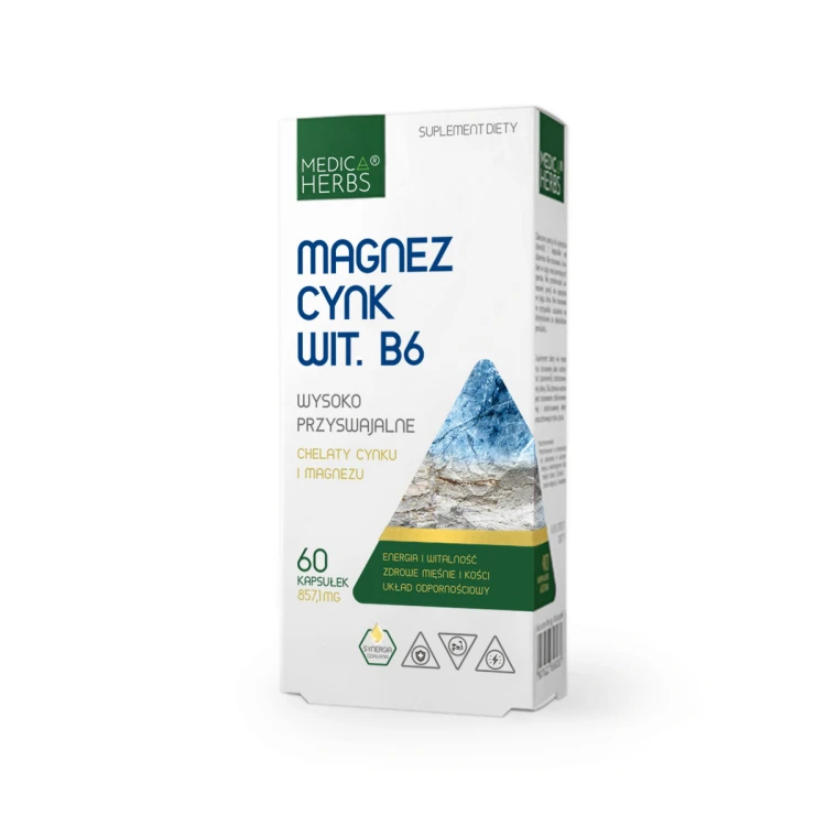 Medica Herbs Magnez + Cynk + Witamina B6, 60 kapsułek